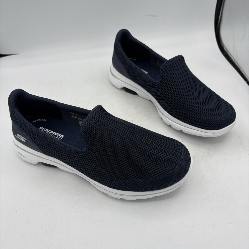Skechers Shoes Womens Size 8.5 EW Extra Wide GOwalk 5 Ultra Go Walk Loafers Navy